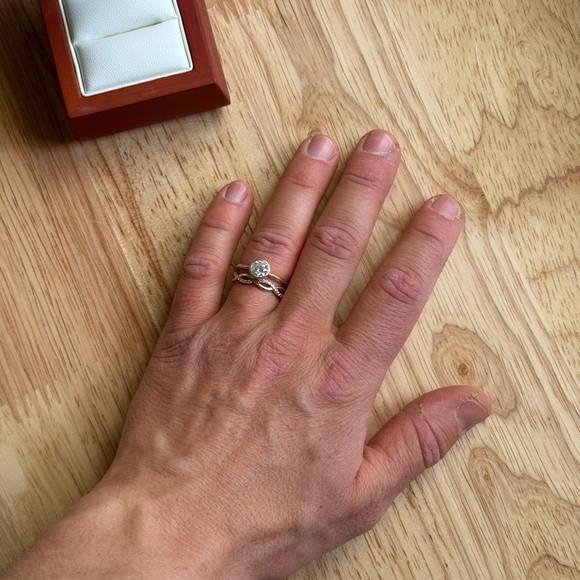 Diamond Engagement Ring Set 14k Rose Gold - Picture 3 of 5